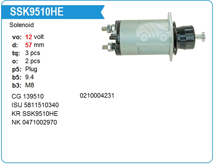 Втягивающее реле стартера KRAUF SSK9510HE (SSK9510HE)