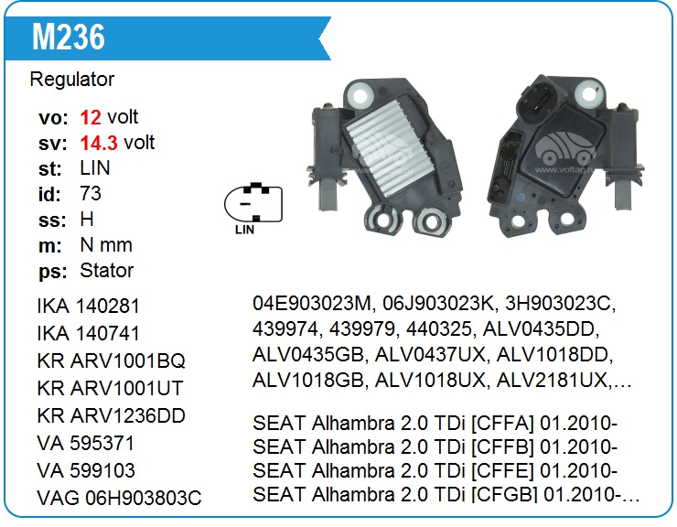 Регулятор генератора Transpo M236 (M236)