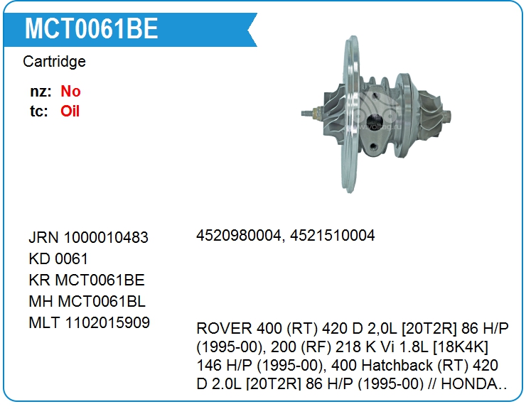 Картридж для турбокомпрессора KRAUF MCT0061BE (MCT0061BE)