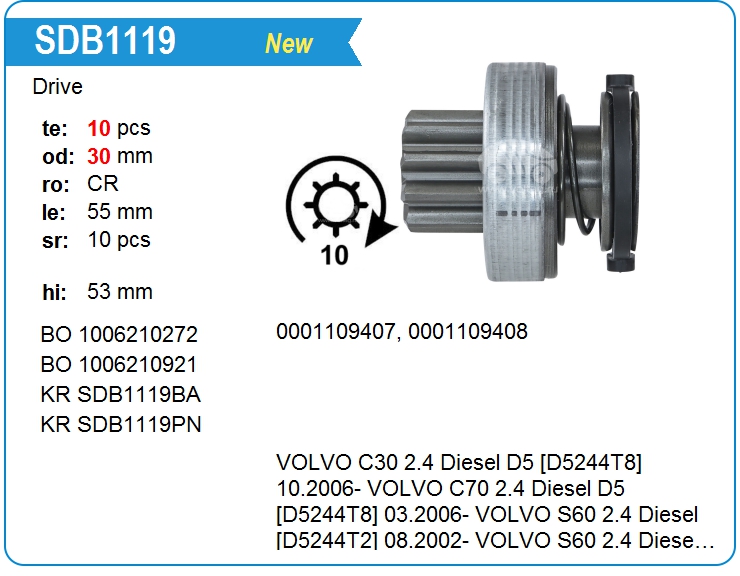 Бендикс стартера Motorherz SDB1119WA (1006210272)