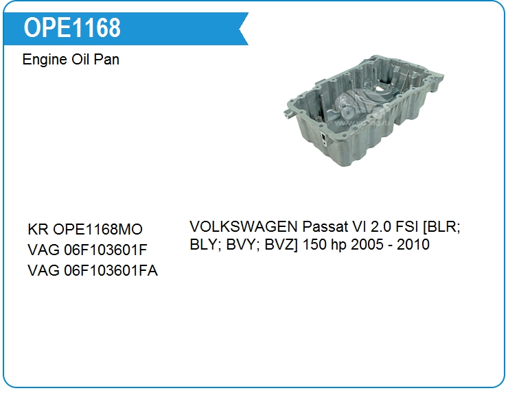 Поддон масляный ДВС KRAUF OPE1168MF (06F103601F)