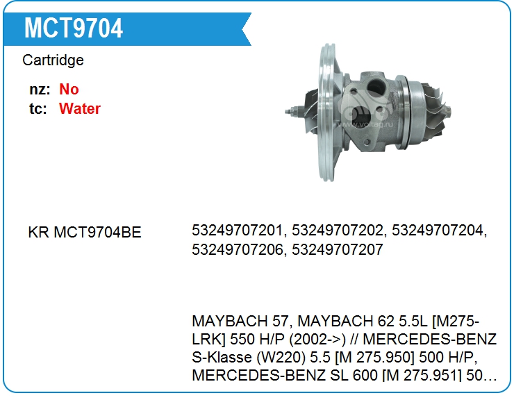 Картридж для турбокомпрессора E&E K24-005 (MCT9704)