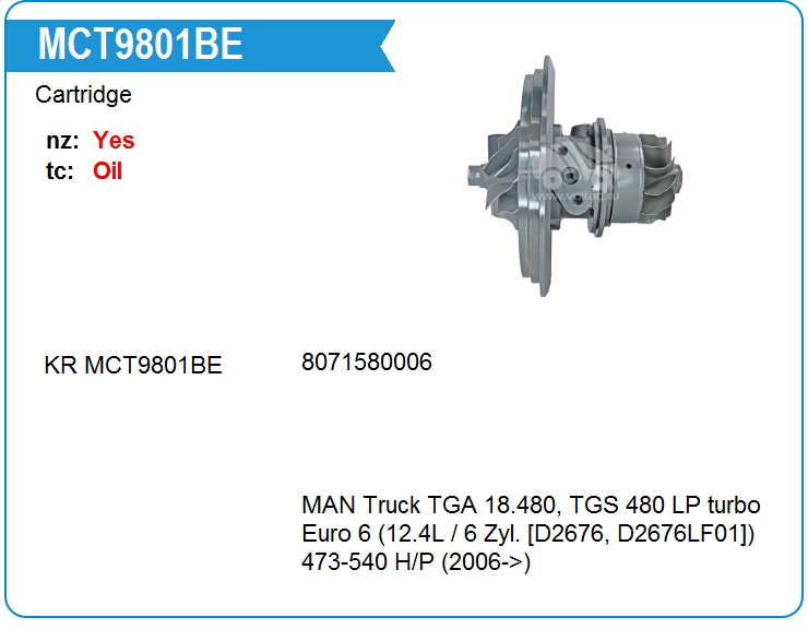 Картридж для турбокомпрессора KRAUF MCT9801BE (MCT9801BE)