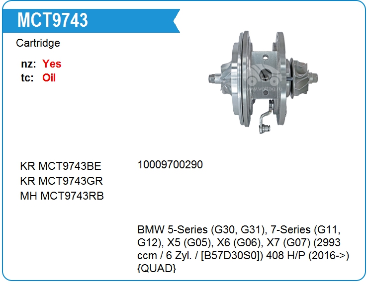 Картридж для турбокомпрессора KRAUF MCT9743GR (on11658583668)