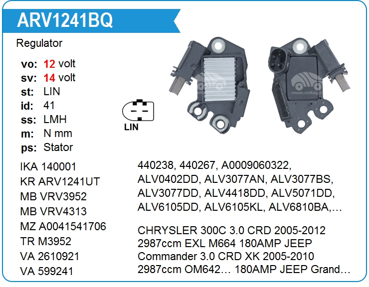 Регулятор генератора KRAUF ARV1241BQ (599241)
