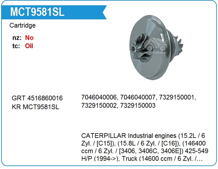 Картридж для турбокомпрессора KRAUF MCT9581SL (MCT9581SL)