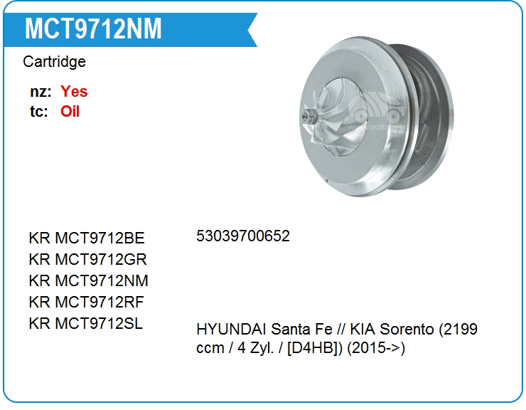 Картридж для турбокомпрессора KRAUF MCT9712NM (on282312F950)