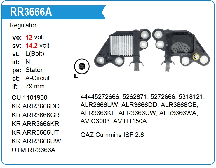 Регулятор генератора UTM RR3666A (RR3666A)