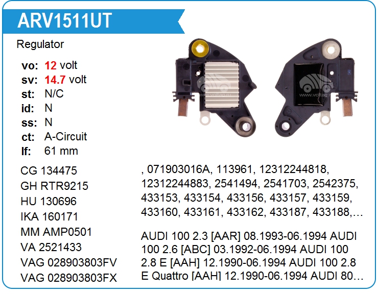 Регулятор генератора KRAUF ARV1511UT (ARV1511UT)