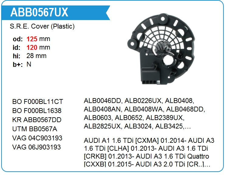 Крышка генератора пластик KRAUF ABB0567UX (onF000BL0890)