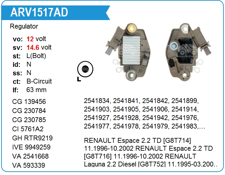Регулятор генератора KRAUF ARV1517AD (ARV1517AD)