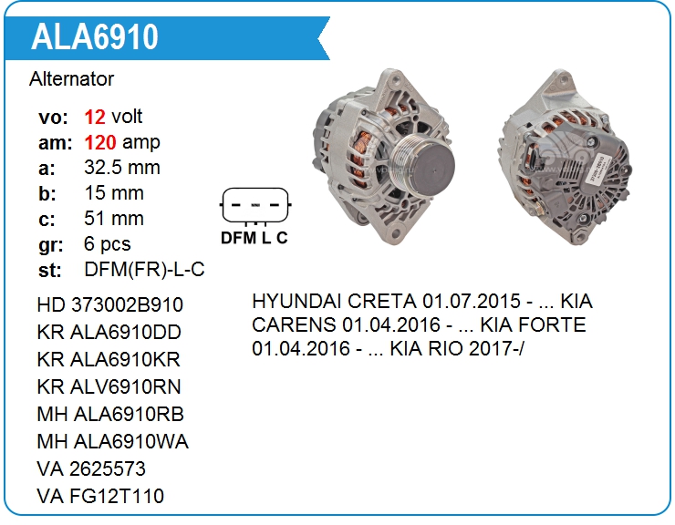 Генератор Hyundai 3730003AB0 (3730003AB0)