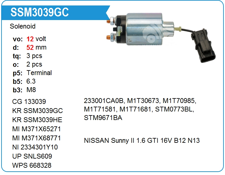 Втягивающее реле стартера KRAUF SSM3039GC (133039)