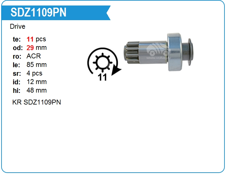 Бендикс стартера KRAUF SDZ1109PN (SDZ1109PN)