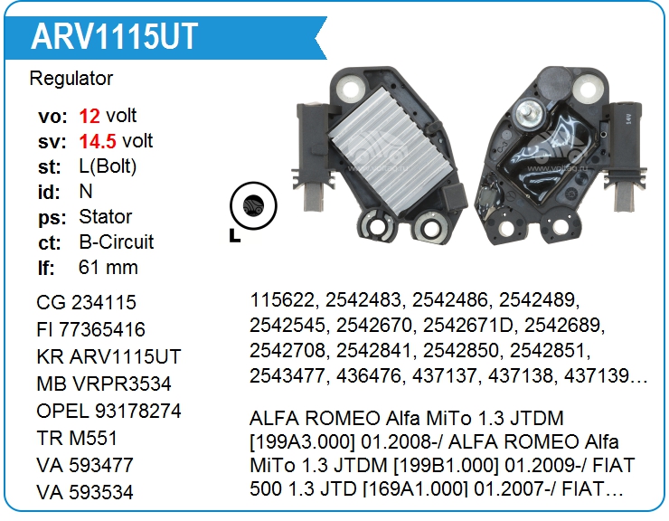 Регулятор генератора KRAUF ARV1115UT (ARV1115UT)
