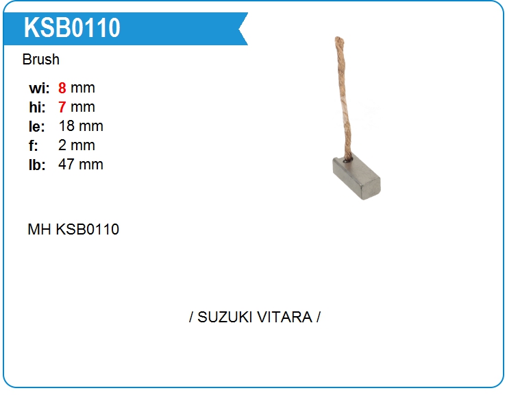 Щетка мотора отопителя (1шт.) Motorherz KSB0110 (KSB0110)