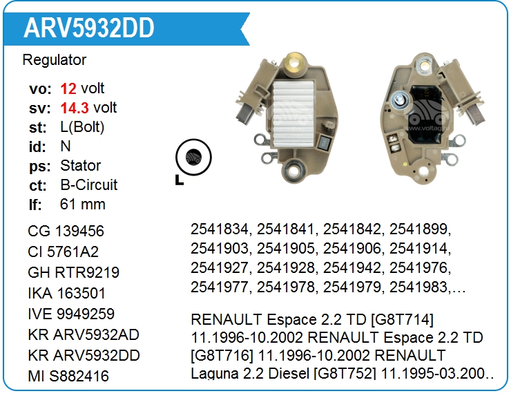 Регулятор генератора KRAUF ARV5932DD (M517)